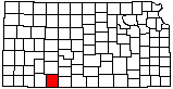 small map of Kansas; click to change counties