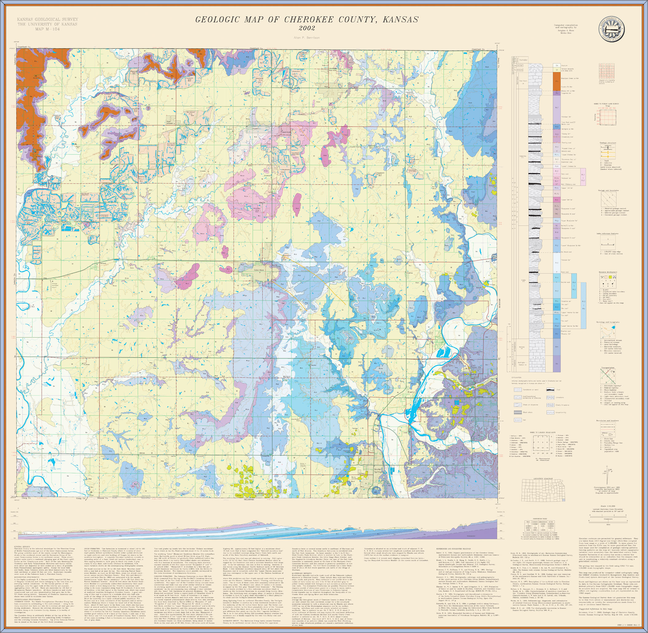 Cherokee County geologic map