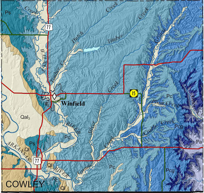 Cowley county geologic map