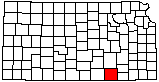 small map of Kansas; click to change counties