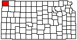 small map of Kansas; click to change counties