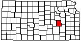 small map of Kansas; click to change counties