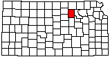 small map of Kansas; click to change counties