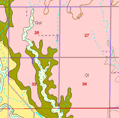 small part of Ellis Co. geologic map