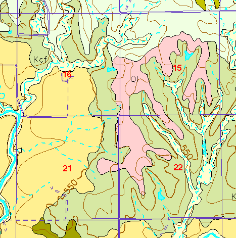 small part of Ellis Co. geologic map