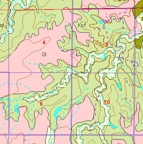 small part of Ellis Co. geologic map