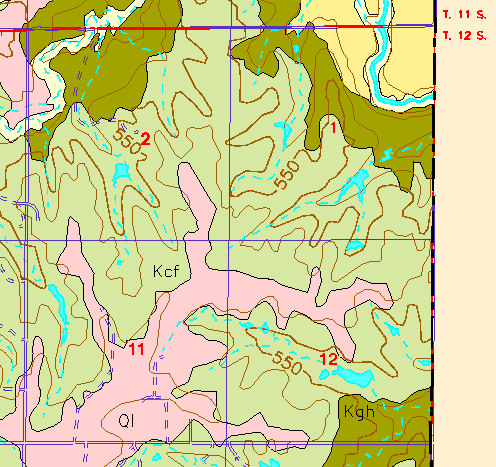 small part of Ellis Co. geologic map