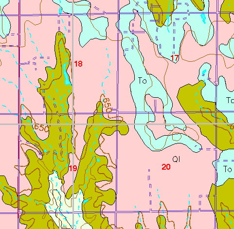 small part of Ellis Co. geologic map