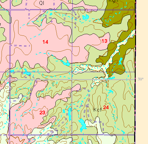 small part of Ellis Co. geologic map