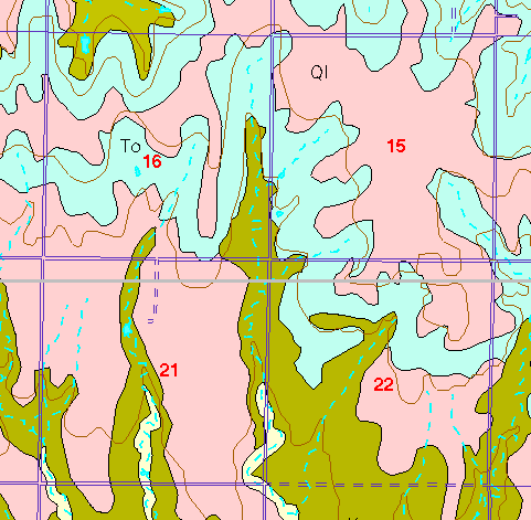 small part of Ellis Co. geologic map