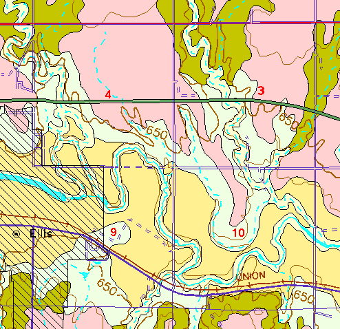 small part of Ellis Co. geologic map