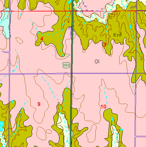 small part of Ellis Co. geologic map