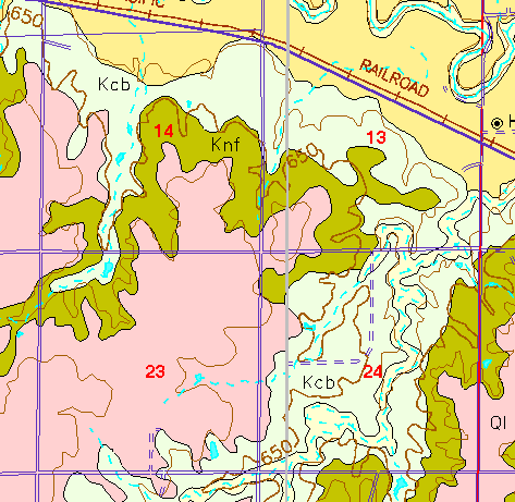 small part of Ellis Co. geologic map