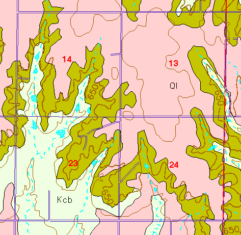 small part of Ellis Co. geologic map