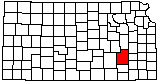 small map of Kansas; click to change counties