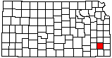 small map of Kansas; click to change counties