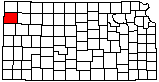 small map of Kansas; click to change counties