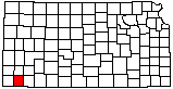 small map of Kansas; click to change counties