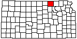 small map of Kansas; click to change counties