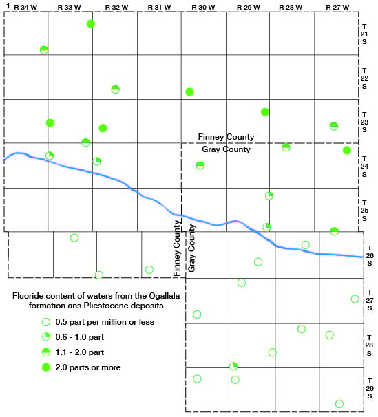 higher fluoride in wells north of Ark River valley