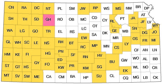 Index map of Kansas showing Graham County and other bulletins online