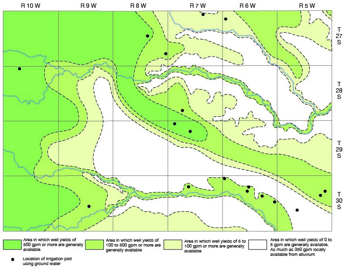 Wells locatied throughout county, but primarily in southeast and north-central areas.