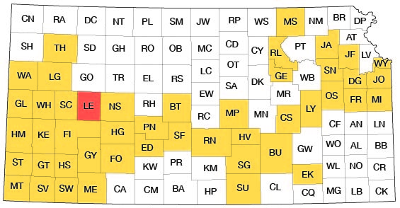 Index map of Kansas showing Lane County and other bulletins online