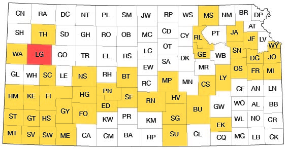 Index map of Kansas showing Logan County and other bulletins online