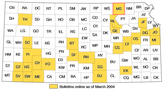 Index map of Kansas showing Meade and other bulletins online