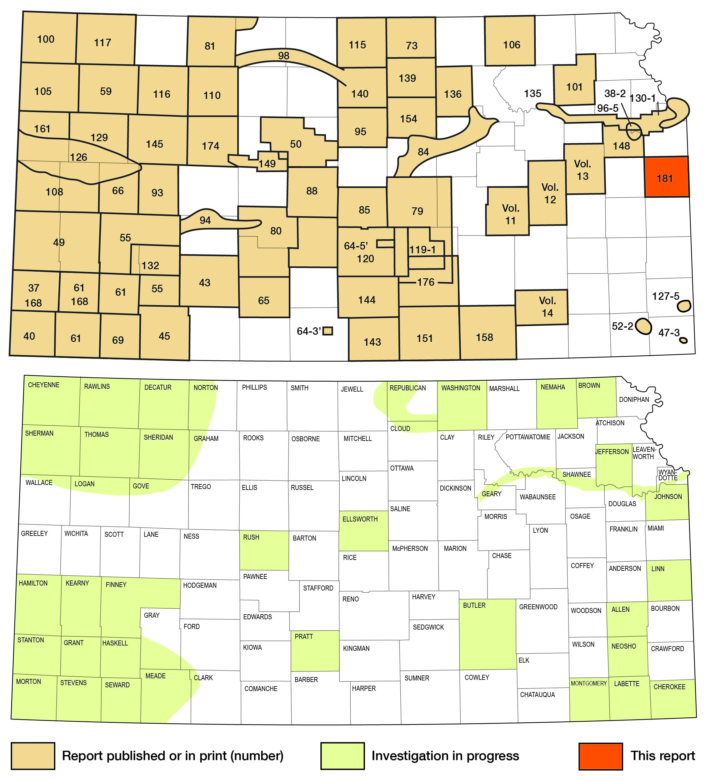 Map of Kansas showing area described in this report.