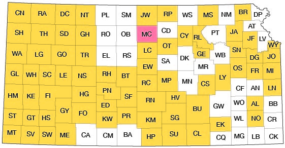 Index map of Kansas showing Mitchell County and other bulletins online.