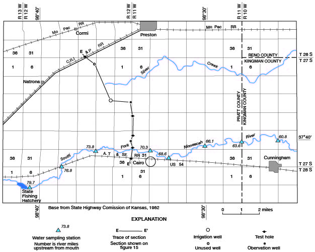 Wells plotted along South Fork in area of Cairo.