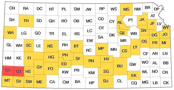 Index map of Kansas showing Grant, Stanton, and other bulletins online