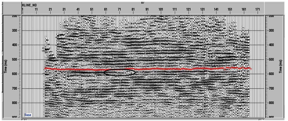 seismic data with small area highlighted