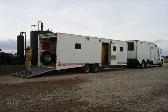 atv and seismograph transported in trailer