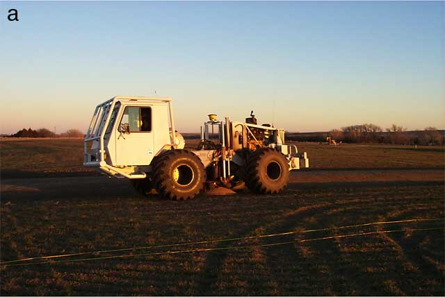 vibroseis truck in field