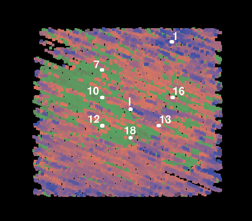 instantaneous frequency plot from first monitoring survey with well locations