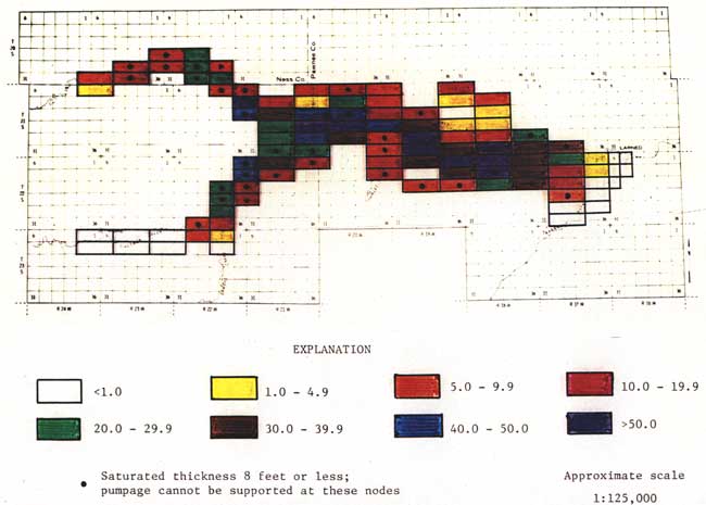 Water level drop displayed for each node in model.