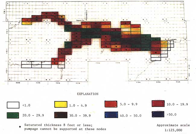 Water level drop displayed for each node in model.