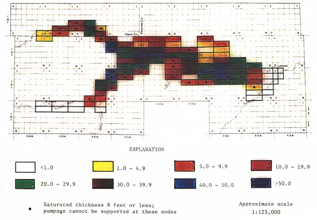 Water level drop displayed for each node in model.