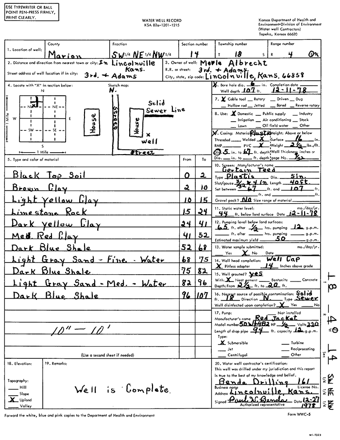 WWC5-5 Form for Well L19