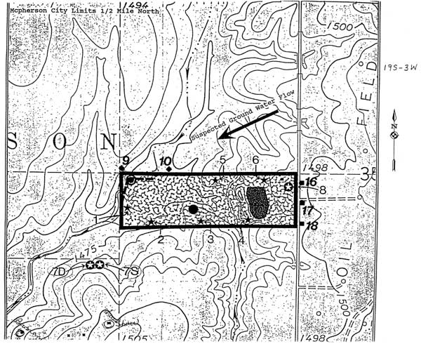 Closeup of area around landfill.