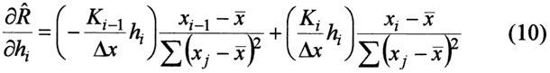 Sensitivity coefficient for recharge versus head is a function of the changes in head times the conductivity all times changes in distance, for two locations