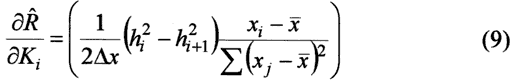 Sensitivity coefficient for recharge versus conductivity is a function of the changes in head times the changes in distance