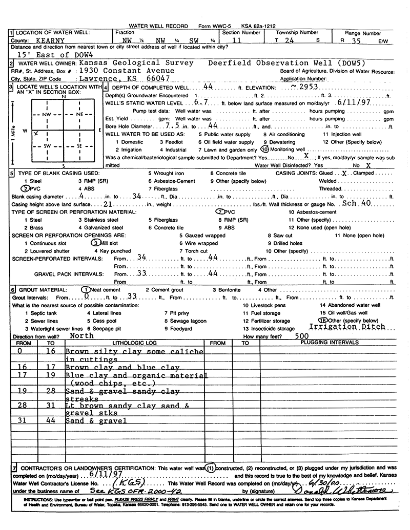 WWC5 form for DOW 5