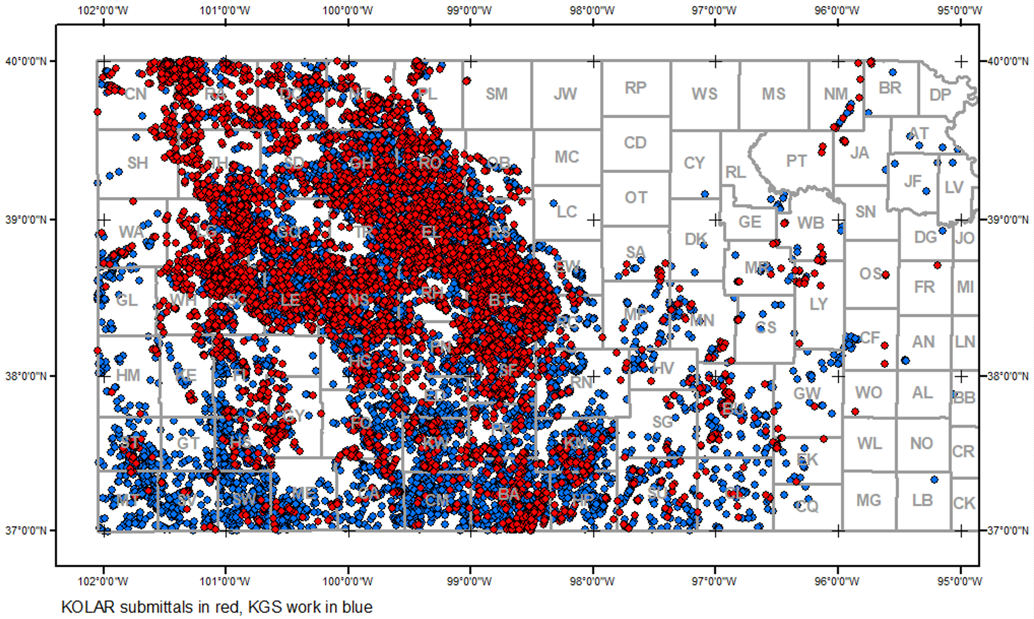 Map of wells with DST information online