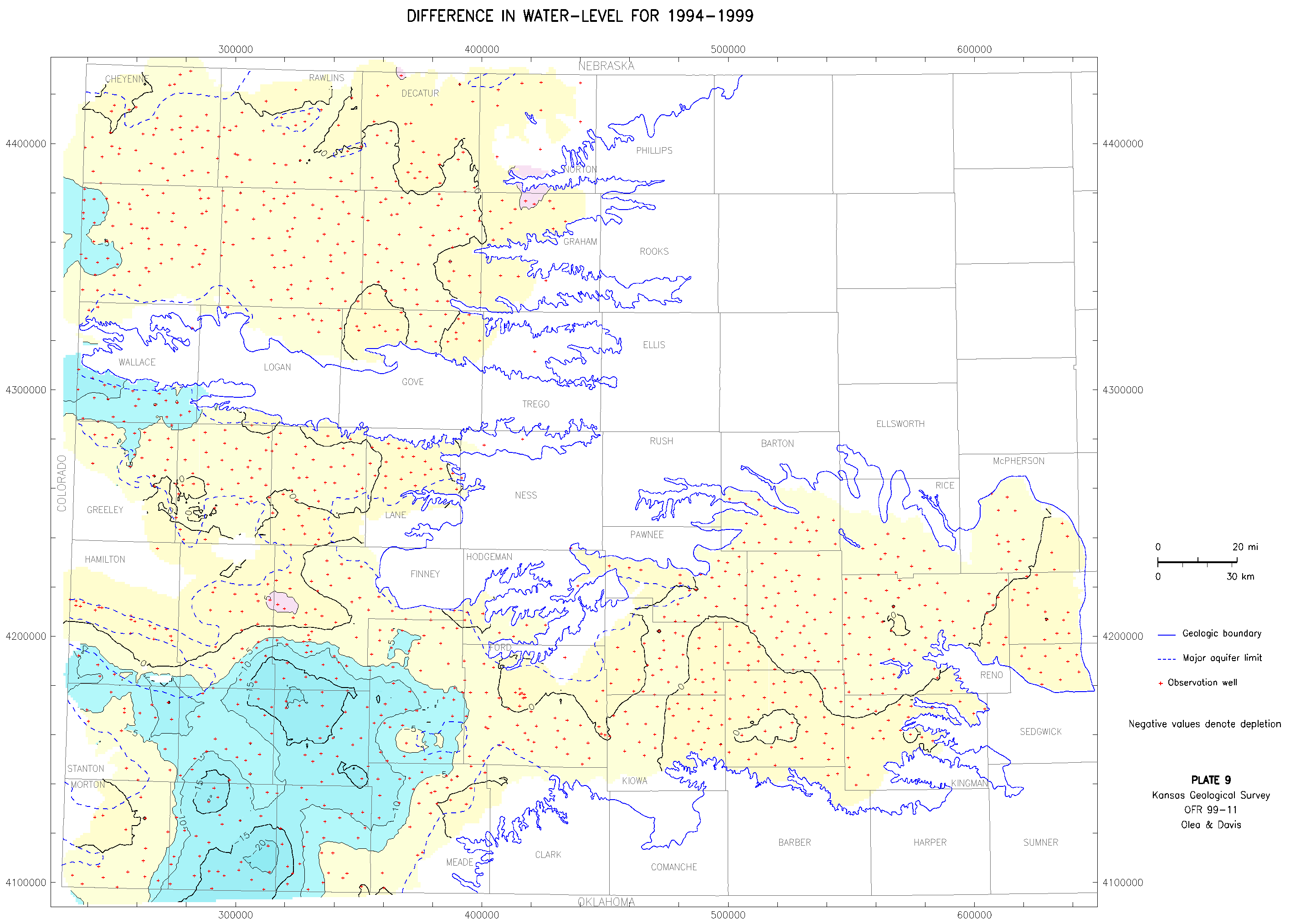 Difference in Water Level, 1994-1999