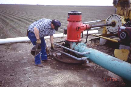 slant pipe on well platform makes for easier measurement