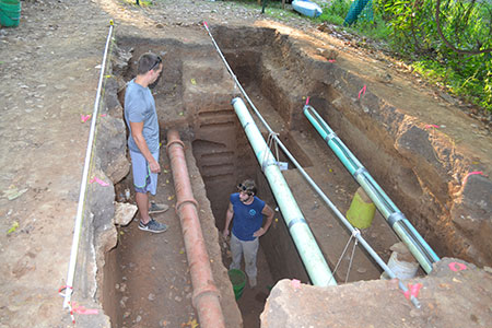 R. Mason Niquette examines the site stratigraphy at Spring Valley for his Master's thesis research.