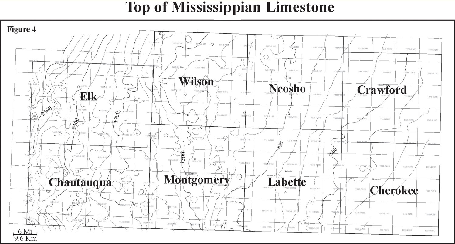 Black and white contour map of Mississippian Basement